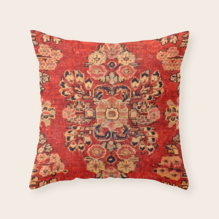 Moshkabad Antique Persian Rug Print Throw Pillow Gallery Image 6