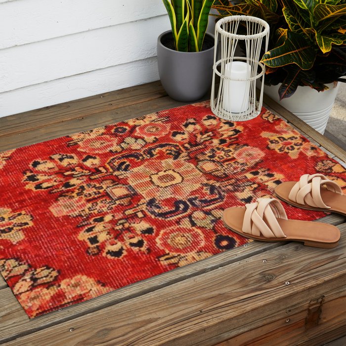 Moshkabad Antique Persian Rug Print Outdoor Rug Gallery Image 2