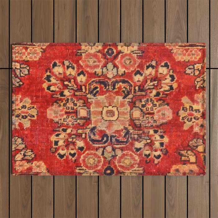 Moshkabad Antique Persian Rug Print Outdoor Rug Gallery Image 1