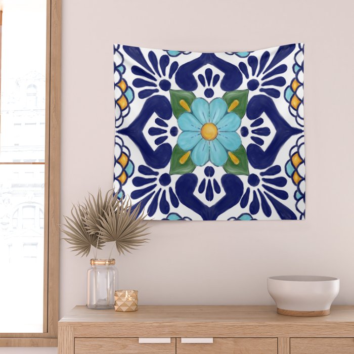 talavera tile 2 Wall Tapestry Gallery Image 2