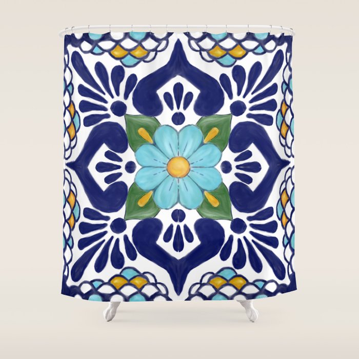 talavera tile 2 Shower Curtain