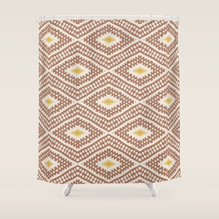 Ikat Hand-cut Pattern 2 Inspired by PANTONE 17 1230 Mocha Mousse Shower Curtain Gallery Image 1