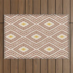 Ikat Hand-cut Pattern 2 Inspired by PANTONE 17 1230 Mocha Mousse Outdoor Rug Gallery Image 1