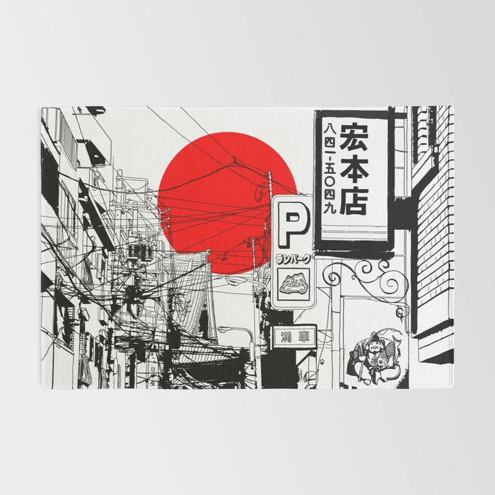 Tokyo street sunrise Rug Gallery Image 2