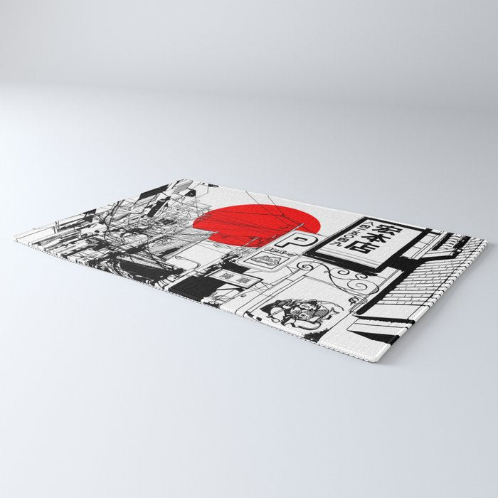 Tokyo street sunrise Rug Gallery Image 3