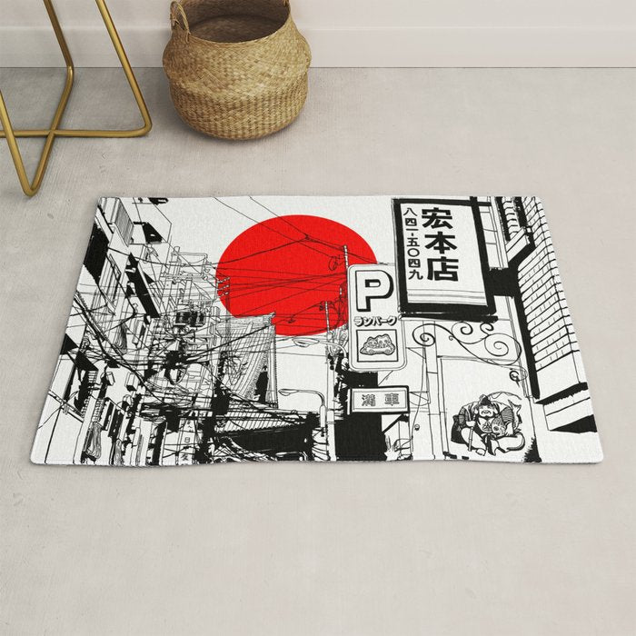 Tokyo street sunrise Rug Gallery Image 1