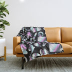 Trendy holographic y2k sticker pattern Throw Blanket Gallery Image 1