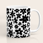 Black and white retro flower pattern Coffee Mug Gallery Image 1