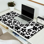 Black and white retro flower pattern Desk Mat Gallery Image 2
