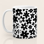 Black and white retro flower pattern Coffee Mug Gallery Image 3
