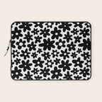 Black and white retro flower pattern Laptop Sleeve Gallery Image 1