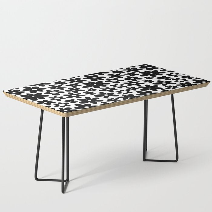 Black and white retro flower pattern Coffee Table Gallery Image 1
