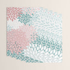 Floral Bloom, Teal, Green, Pink and White Wrapping Paper Gallery Image 3