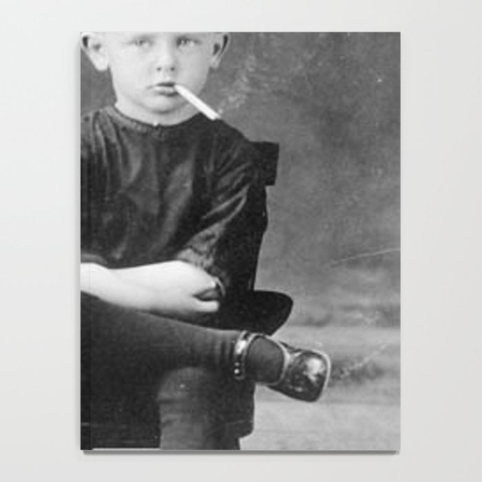 Smoking Boy with Chicken black and white photograph - photography - photographs Notebook Gallery Image 4