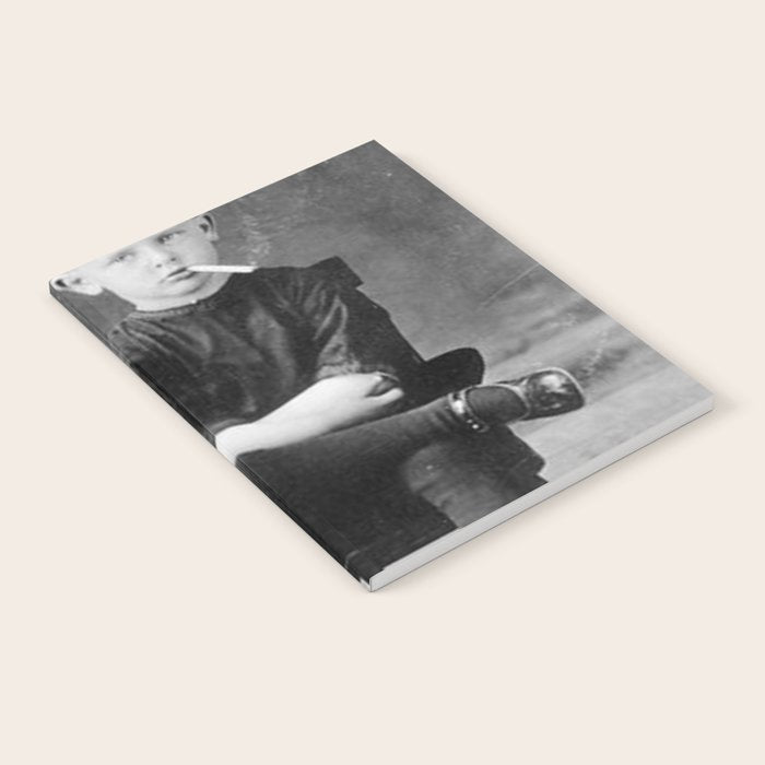 Smoking Boy with Chicken black and white photograph - photography - photographs Notebook Gallery Image 2