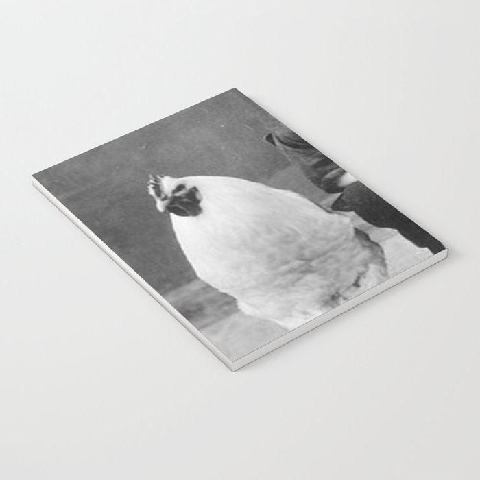 Smoking Boy with Chicken black and white photograph - photography - photographs Notebook Gallery Image 3
