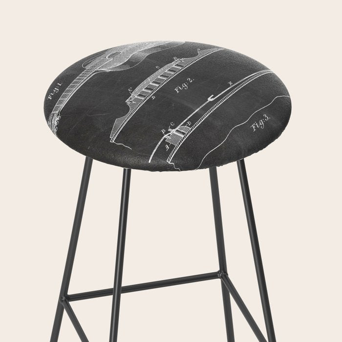 Acoustic Guitar Patent - Guitar Player Music Lover Art - Black Chalkboard Stool Gallery Image 2