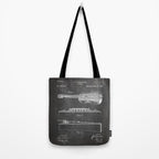Acoustic Guitar Patent - Guitar Player Music Lover Art - Black Chalkboard Tote Bag Gallery Image 2