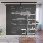 Acoustic Guitar Patent - Guitar Player Music Lover Art - Black Chalkboard Wall Mural Gallery Image 1