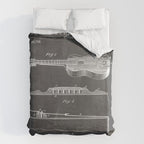 Acoustic Guitar Patent - Guitar Player Music Lover Art - Black Chalkboard Duvet Cover Gallery Image 6