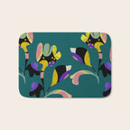 abstract whimsical flower on teal Bath Mat Gallery Image 1