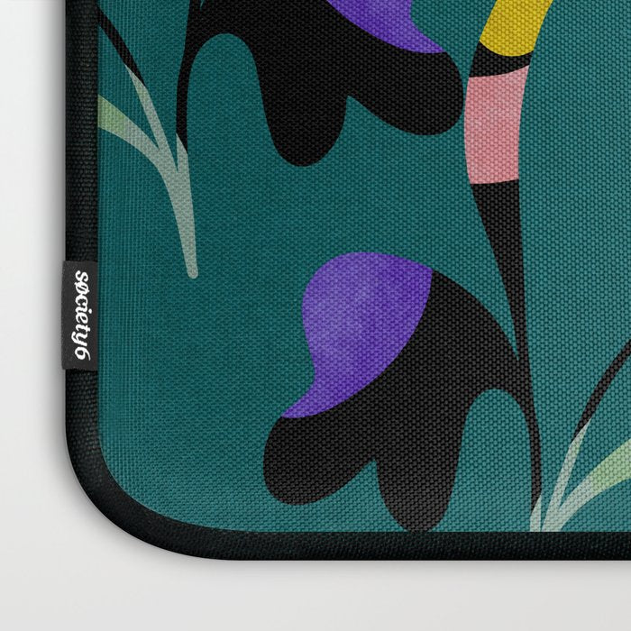 abstract whimsical flower on teal Laptop Sleeve Gallery Image 3