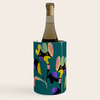 abstract whimsical flower on teal Wine Chiller Gallery Image 2