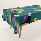 abstract whimsical flower on teal Tablecloth Gallery Image 1