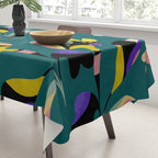 abstract whimsical flower on teal Tablecloth Gallery Image 3