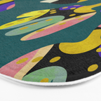 abstract whimsical flower on teal Bath Mat Gallery Image 3