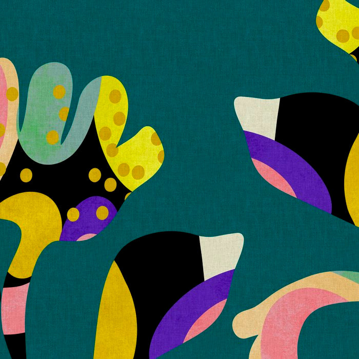 abstract whimsical flower on teal Coffee Mug Gallery Image 2