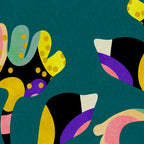 abstract whimsical flower on teal Coffee Mug Gallery Image 2