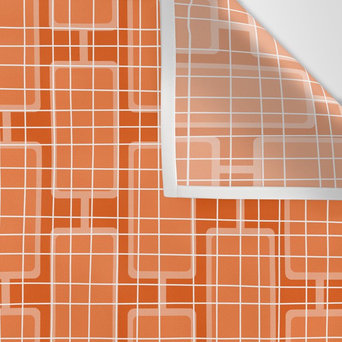 Mid Century Modern Woven Link Pattern in Orange and White Wall Tapestry Gallery Image 3