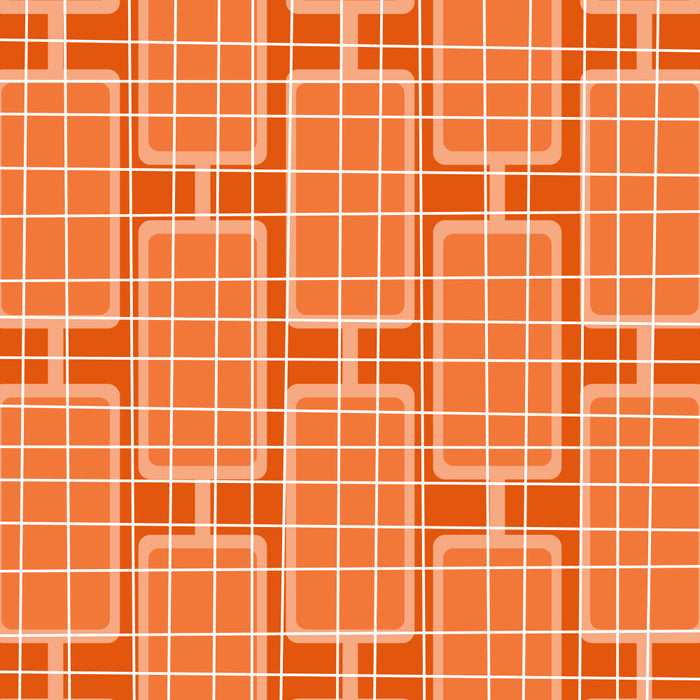 Mid Century Modern Woven Link Pattern in Orange and White Coffee Mug Gallery Image 2