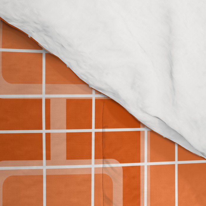 Mid Century Modern Woven Link Pattern in Orange and White Comforter Gallery Image 4