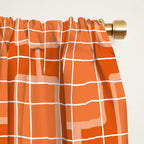 Mid Century Modern Woven Link Pattern in Orange and White Window Curtain Gallery Image 2