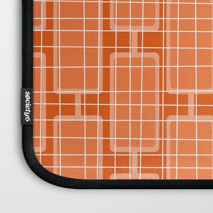 Mid Century Modern Woven Link Pattern in Orange and White Laptop Sleeve Gallery Image 3