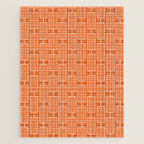 Mid Century Modern Woven Link Pattern in Orange and White Jigsaw Puzzle Gallery Image 1