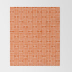 Mid Century Modern Woven Link Pattern in Orange and White Throw Blanket Gallery Image 2