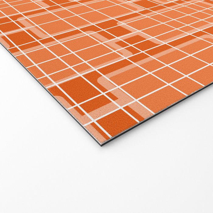 Mid Century Modern Woven Link Pattern in Orange and White Welcome Mat Gallery Image 2