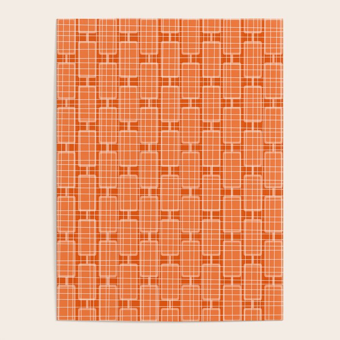 Mid Century Modern Woven Link Pattern in Orange and White Poster Gallery Image 4