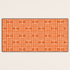 Mid Century Modern Woven Link Pattern in Orange and White Desk Mat Gallery Image 3