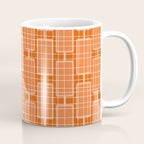 Mid Century Modern Woven Link Pattern in Orange and White Coffee Mug Gallery Image 1