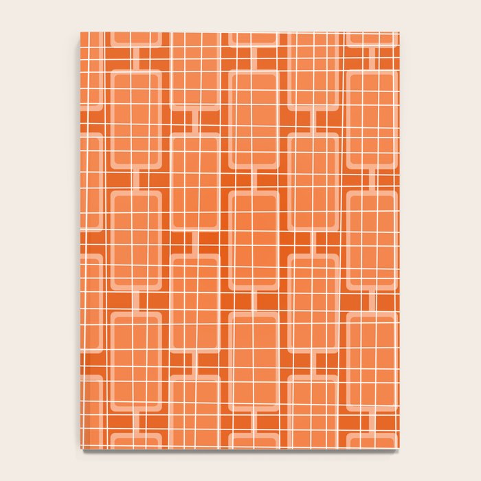 Mid Century Modern Woven Link Pattern in Orange and White Notebook Gallery Image 4