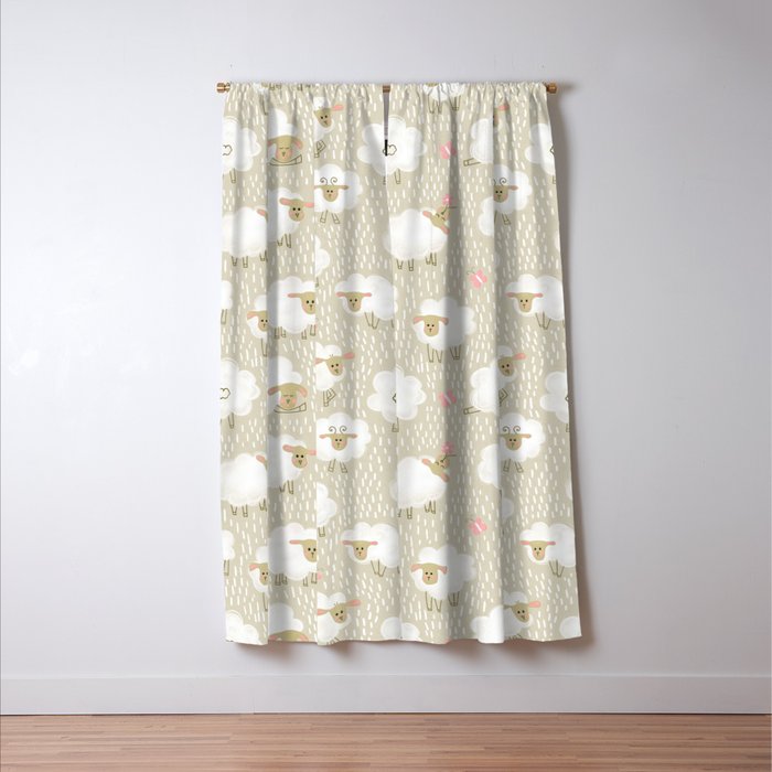 Cute Fluffy Sheep Pattern Window Curtain Gallery Image 3
