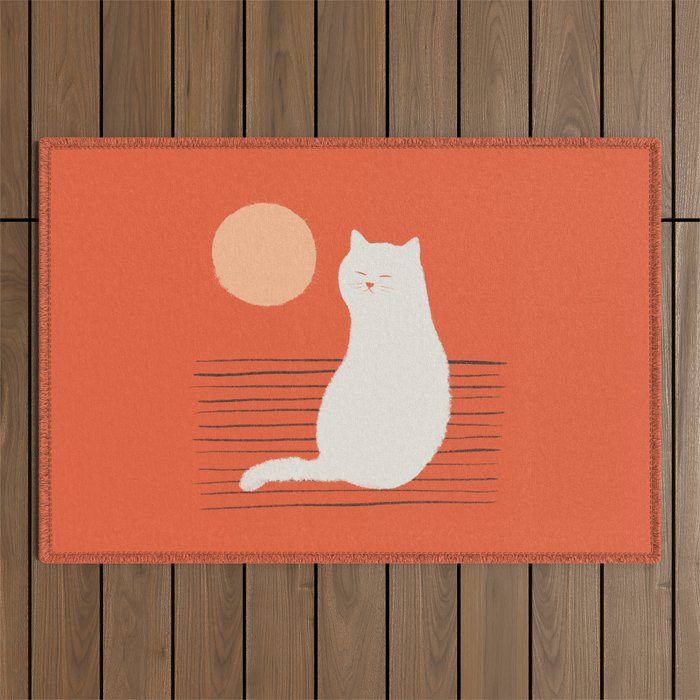 Abstraction minimal cat 31 relax day Outdoor Rug Gallery Image 1