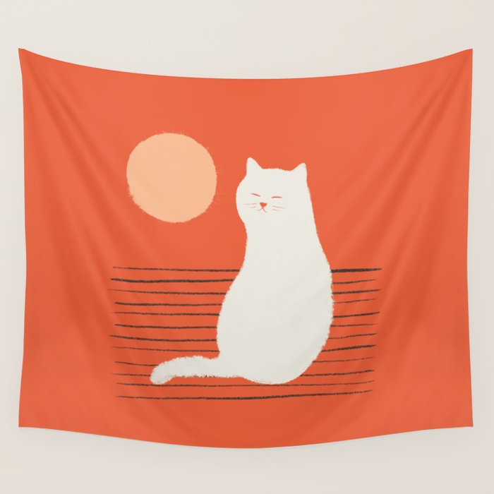 Abstraction minimal cat 31 relax day Wall Tapestry Gallery Image 4