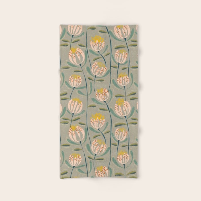 Floating scandi flowers earthy tones Bath Towel Gallery Image 2