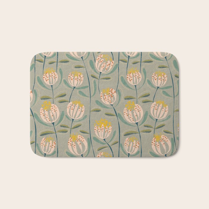 Floating scandi flowers earthy tones Bath Mat Gallery Image 1