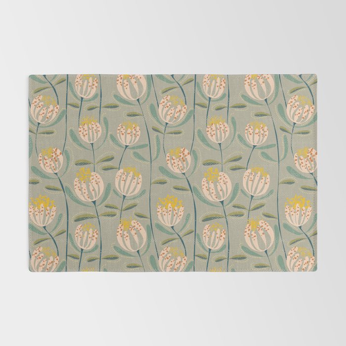 Floating scandi flowers earthy tones Rug Gallery Image 2